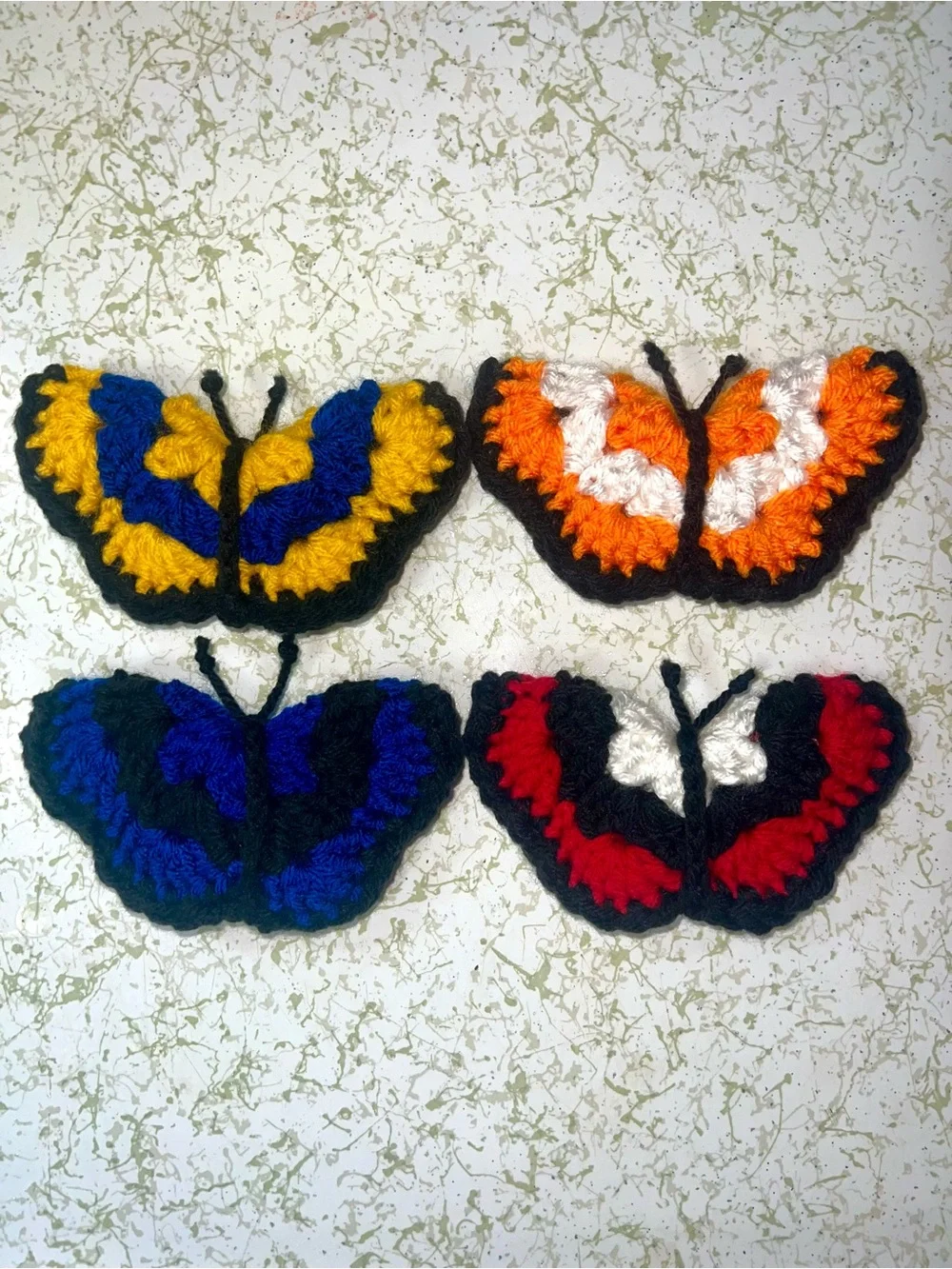 Title: 2 Pack, Handmade Crochet School Color Butterfly Pin — Custom Colors